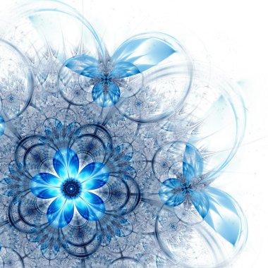 koyu mavi fraktal çiçek