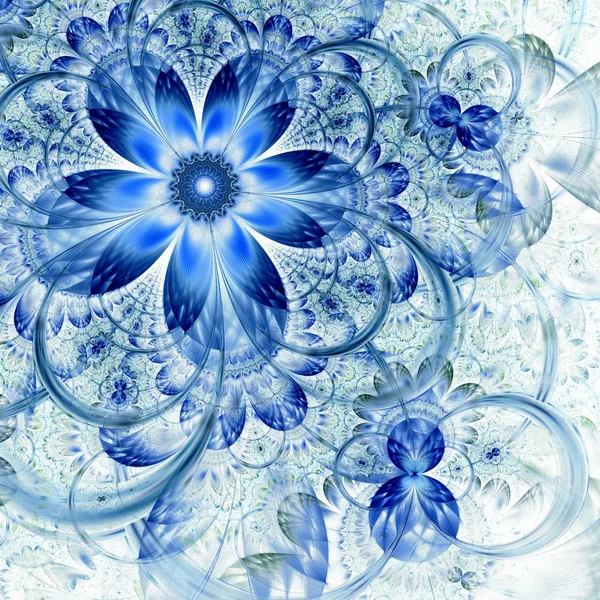 Fleur fractale bleu foncé, illustration numérique — Photo