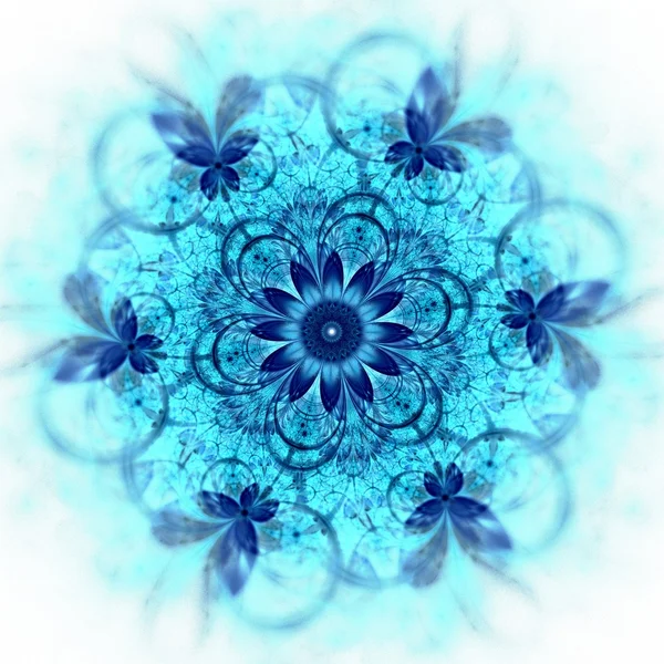 Mörk blå fraktal blomma, digitala konstverk — Stockfoto