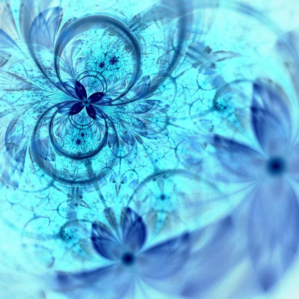 Dark blue fractal flower, digital artwork — Stock Photo, Image