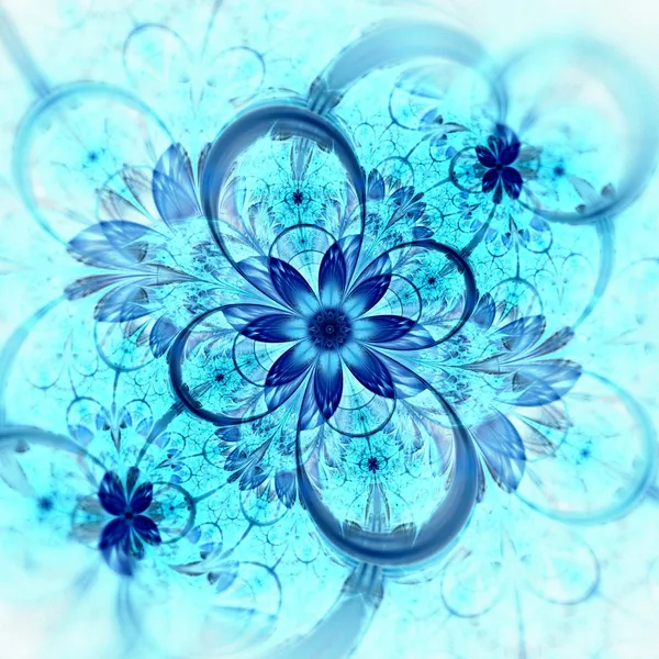 Dark blue fractal flower, digital artwork — Stock Photo, Image
