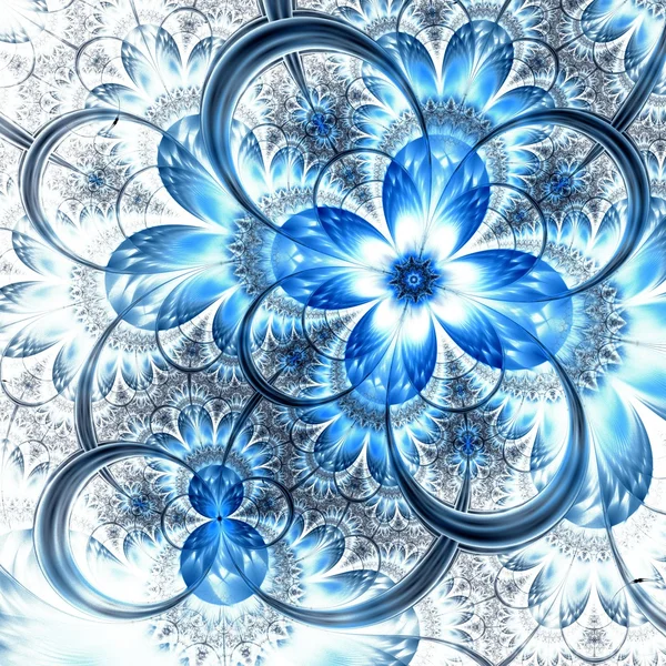 Flor fractal azul oscuro, obra de arte digital — Foto de Stock