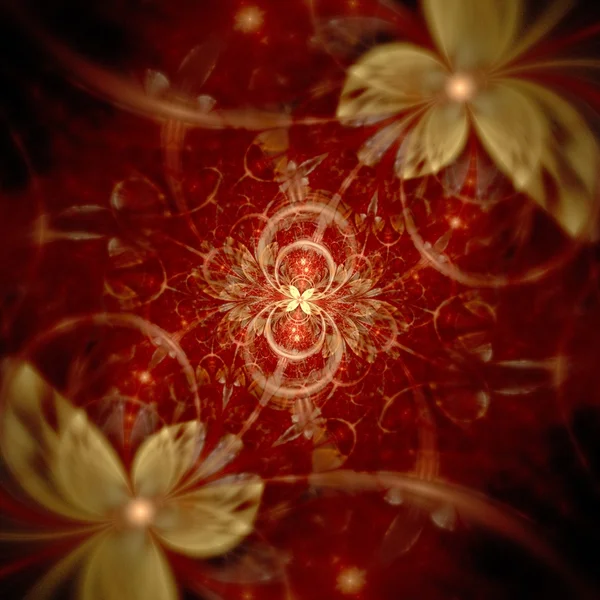 Dark red fractal flower focus — Stock Photo, Image