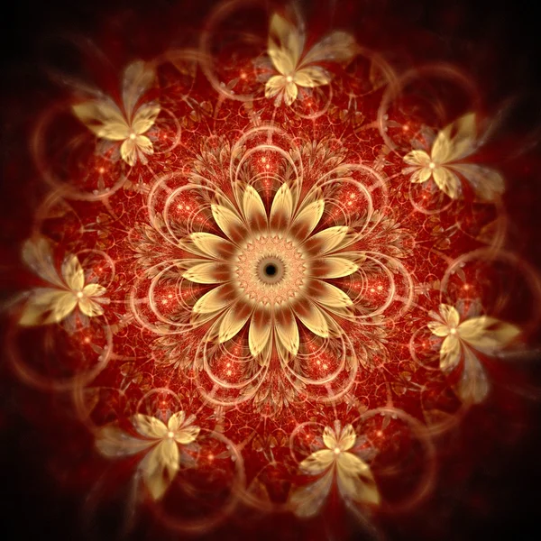Focus fleur fractale rouge foncé — Photo