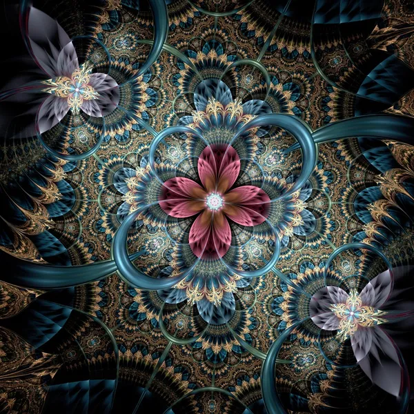 Donkere paarse fractal bloem — Stockfoto