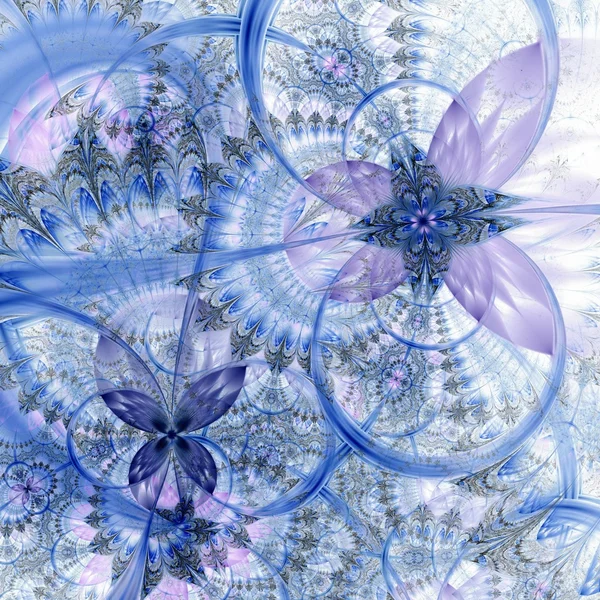 Ciemny niebieski fioletowy fraktal czarny kwiat — Zdjęcie stockowe