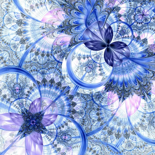 Fleur fractale bleu foncé violet noir — Photo