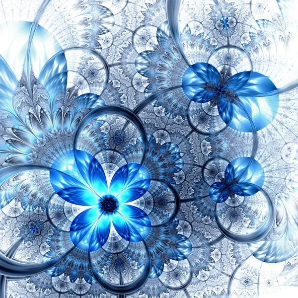 Dark blue fractal flower — Stock Photo, Image