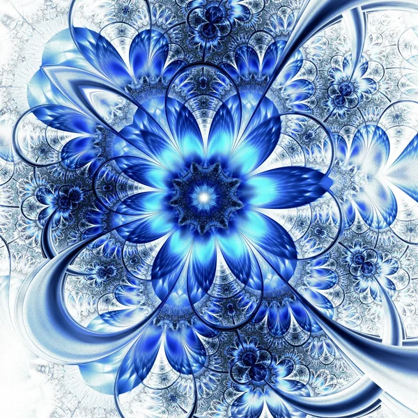 Mörk blå fraktal blomma — Stockfoto