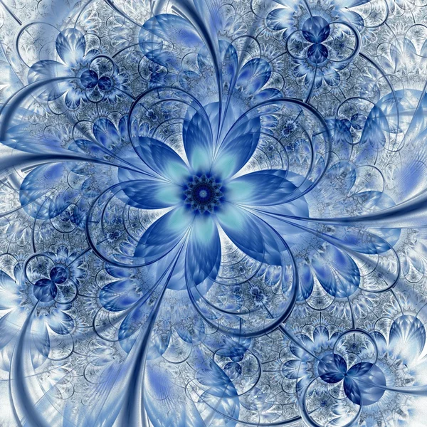 Dark blue fractal flower — Stock Photo, Image