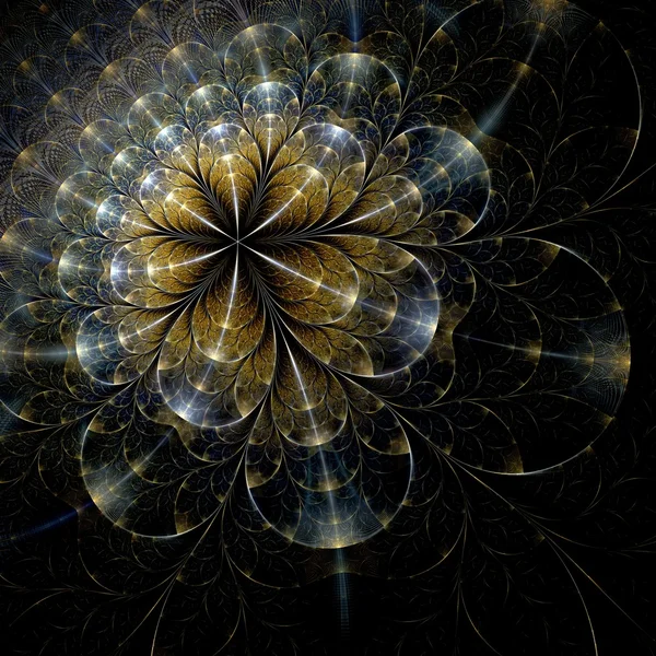 Symmetrische gold fractal bloem — Stockfoto