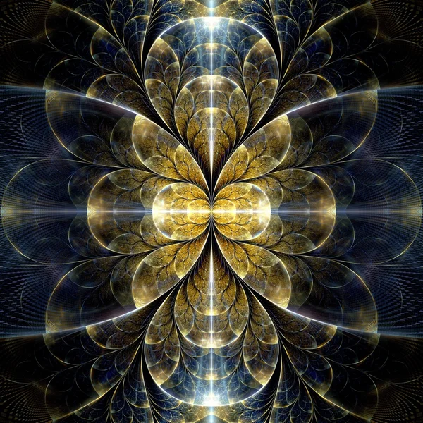 Symmetrische gold fractal bloem — Stockfoto