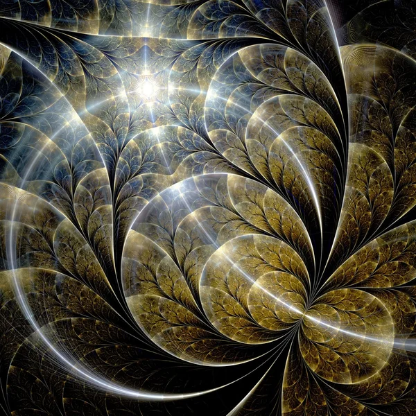 Symmetriska guld fraktal blomma — Stockfoto