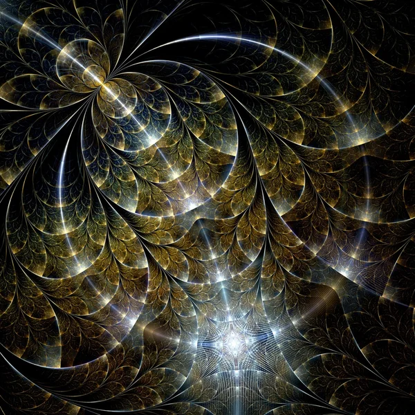 Symmetrical gold fractal flower — Stock Photo, Image