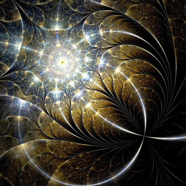 Flor fractal simétrica de oro — Foto de Stock