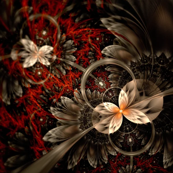 Dark orange fractal flower, digital artwork — Stock Photo, Image