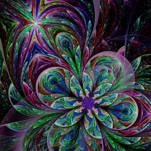 Colorful two fractal flower — Stock Photo, Image