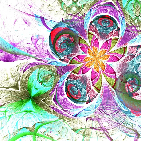 Kleurrijke twee fractal bloem — Stockfoto