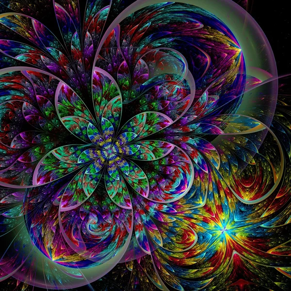 Kleurrijke twee fractal bloem — Stockfoto