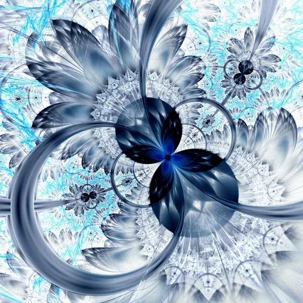 Sötét lila fekete kék fractal virág — Stock Fotó