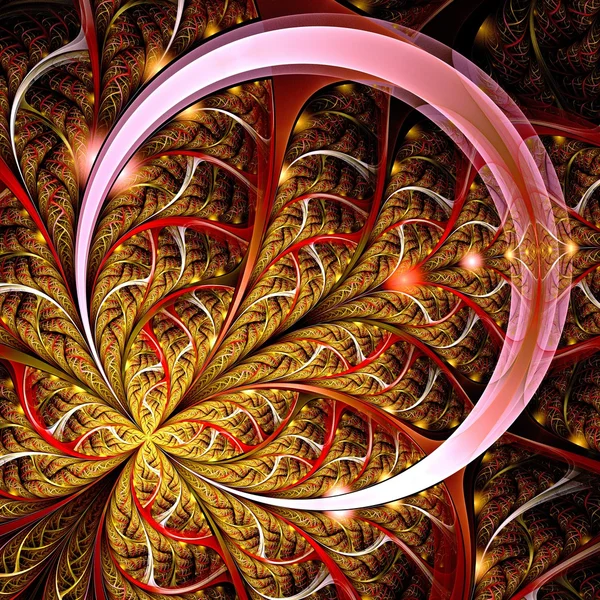 Flor fractal vermelha escura, arte digital — Fotografia de Stock