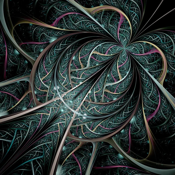 koyu yeşil mor siyah fraktal çiçek