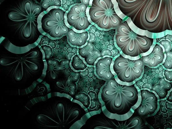 Symmetrical gradient green fractal flower — Stock Photo, Image