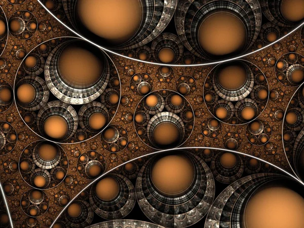 Gradiente de círculo flor fractal marrom e laranja — Fotografia de Stock