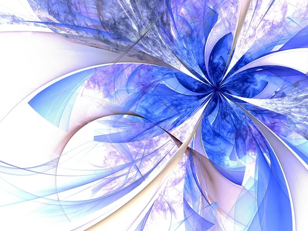 Symmetrical blue fractal flower, digital artwork — Stock Photo, Image