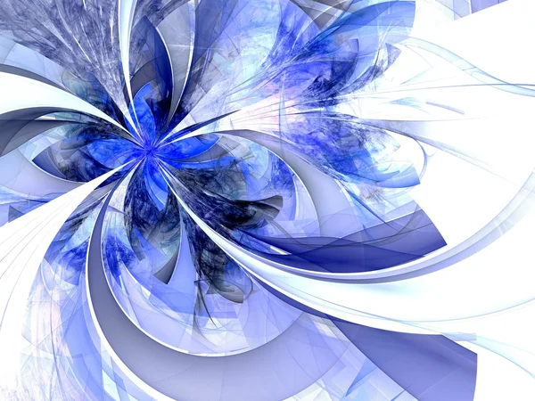 Symmetrical blue fractal flower, digital artwork — Stock Photo, Image