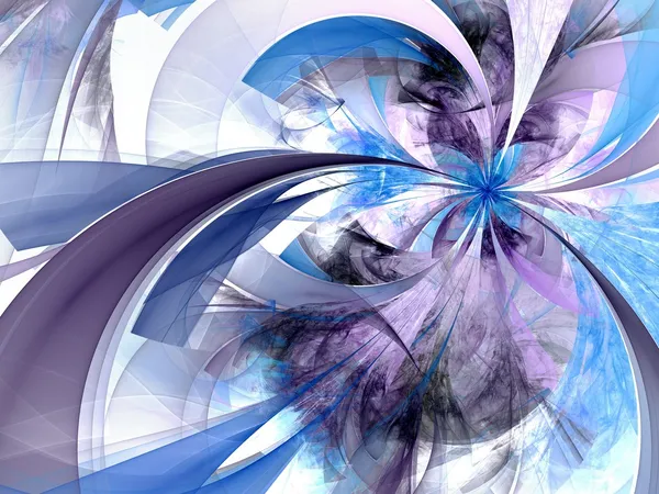 Symmetrical blue fractal flower, digital artwork — Stock Photo, Image