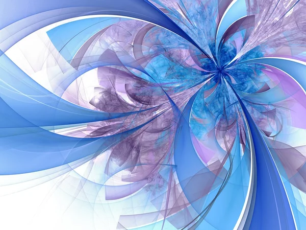 Symmetrical blue fractal flower, digital artwork — Stock Photo, Image