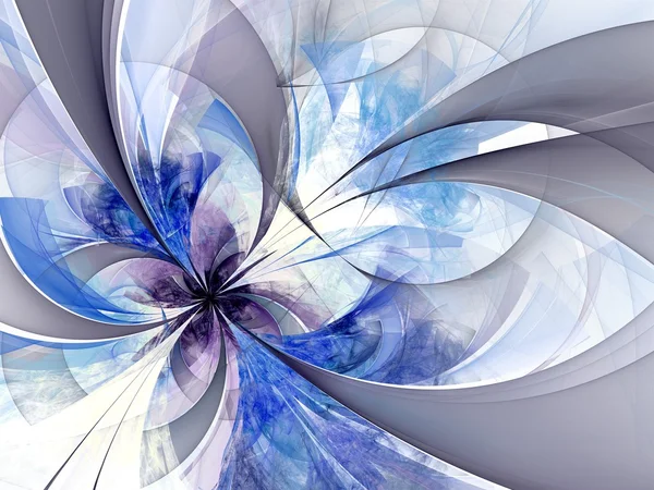 Symmetrical blue fractal flower, digital artwork — Stock Photo, Image