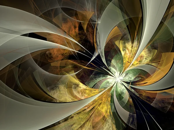 simetrik altın fraktal çiçek, dijital sanat 