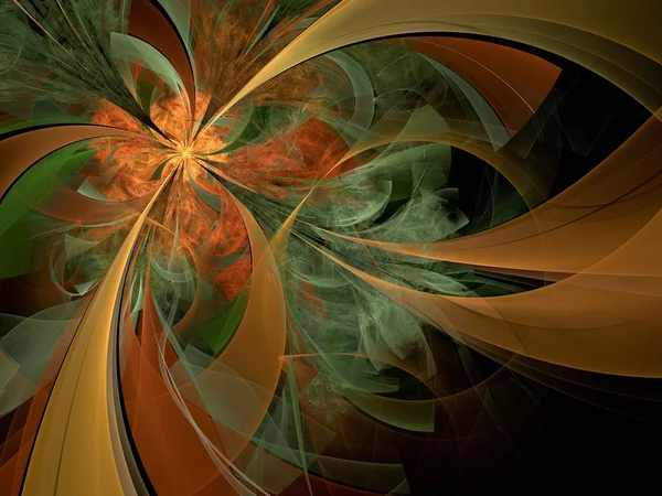 Symmetrische oranje fractal bloem, digitale kunst — Stockfoto