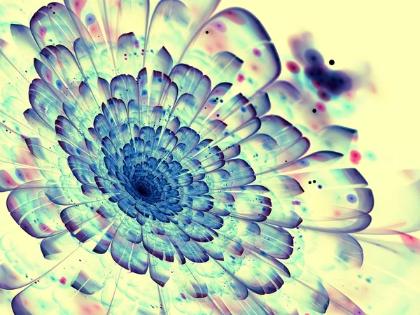 Kék fractal Virág Szirmok sárga piros részleteket — Stock Fotó