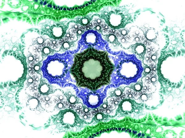 Padrão de flor fractal azul escuro verde — Fotografia de Stock