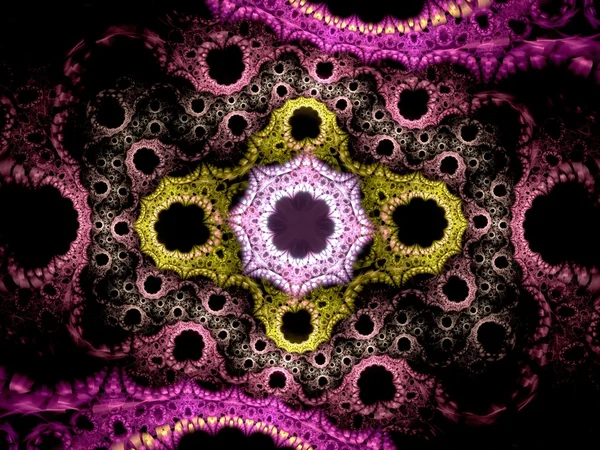 Patrón de flor fractal violeta amarillo oscuro —  Fotos de Stock