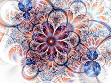 simetrik altın mavi fraktal çiçek