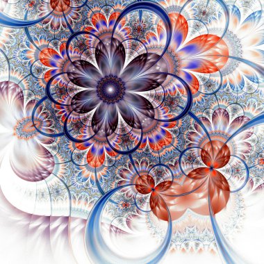 simetrik altın mavi fraktal çiçek