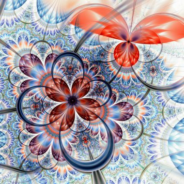 simetrik altın mavi fraktal çiçek