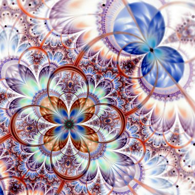 simetrik altın mavi fraktal çiçek