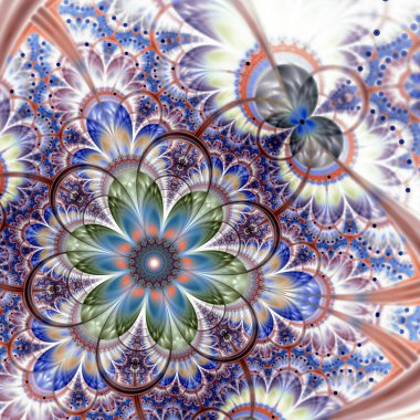 simetrik altın mavi fraktal çiçek