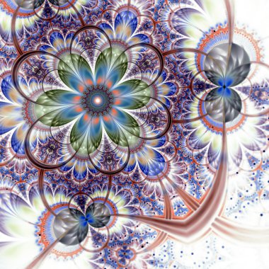 simetrik altın mavi fraktal çiçek