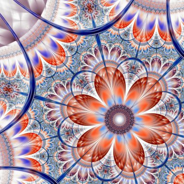 simetrik altın mavi fraktal çiçek