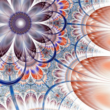 simetrik altın mavi fraktal çiçek