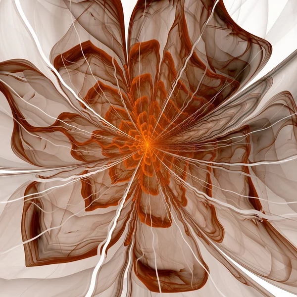 Flor fractal naranja simétrica, obra de arte digital — Foto de Stock