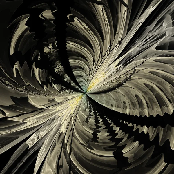 Flor fractal preta simétrica, obra de arte digital — Fotografia de Stock