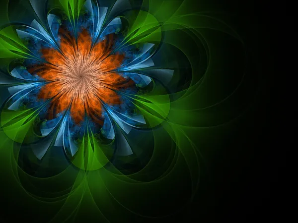 Symmetrische kleurrijke fractal bloem, digitale kunst — Stockfoto