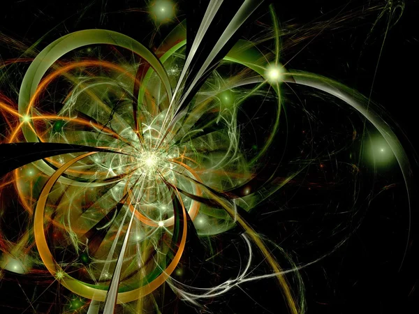 Symmetrische groene fractal bloem, digitale kunst — Stockfoto